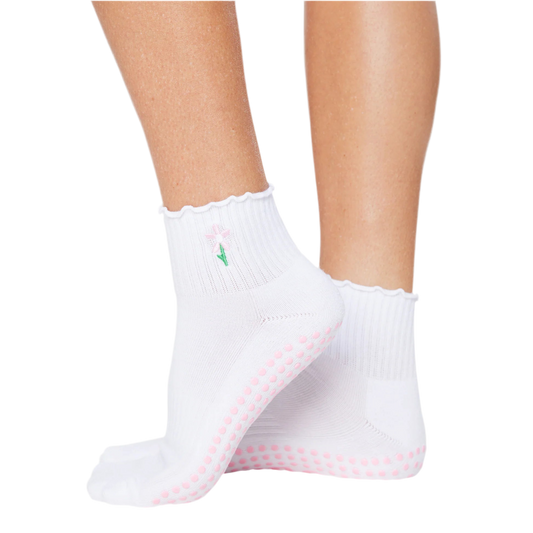 Ruffle Flower Grip Socks