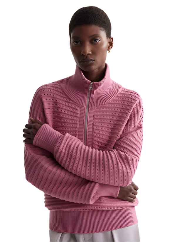 tara pointelle half zip